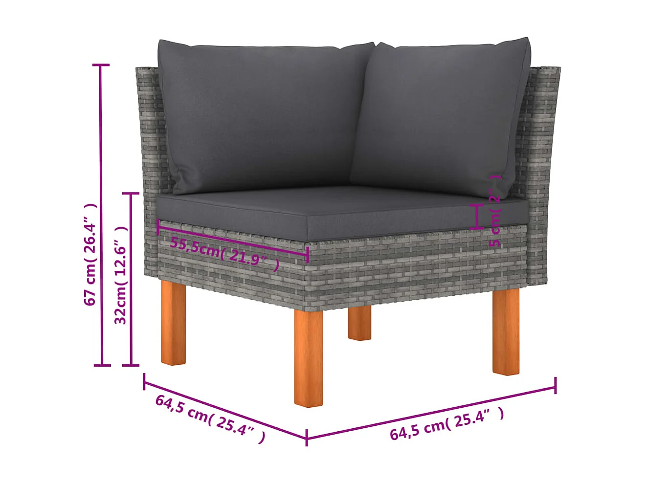 Salon de jardin meuble résine grise 60.5 x 64.5 x 67 cm 02_0016857