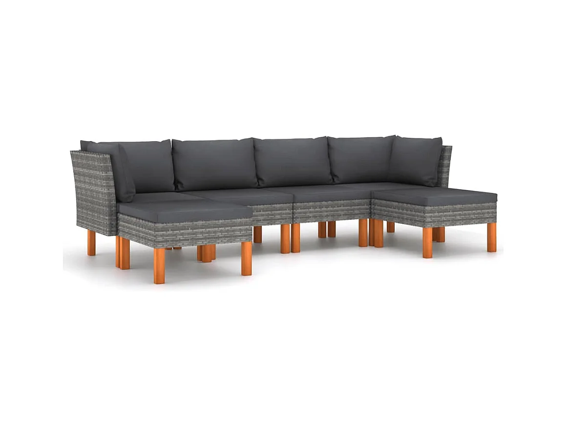Mobili da giardino mobili da esterno Set di mobili da 6 pezzi con cuscini in resina intrecciata grigia 02_0016857