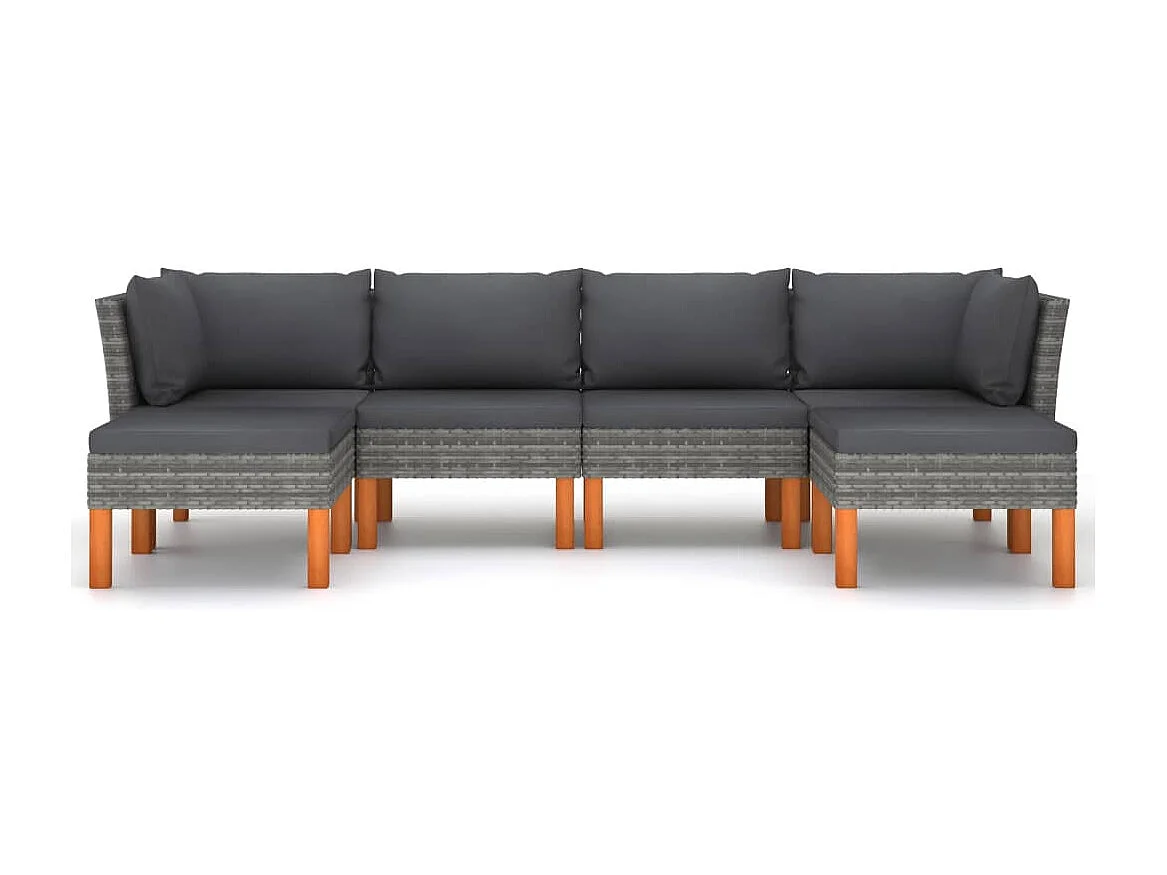 Mobili da giardino mobili da esterno Set di mobili da 6 pezzi con cuscini in resina intrecciata grigia 02_0016857