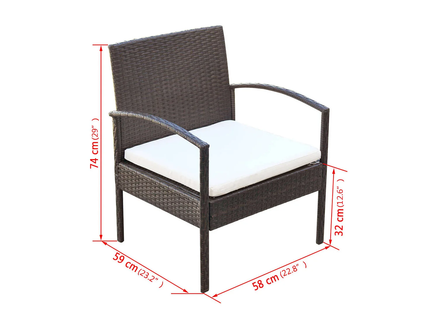 Mobili da giardino mobili da esterno Set di mobili da 4 pezzi con cuscini in resina intrecciata marrone 02_0016193