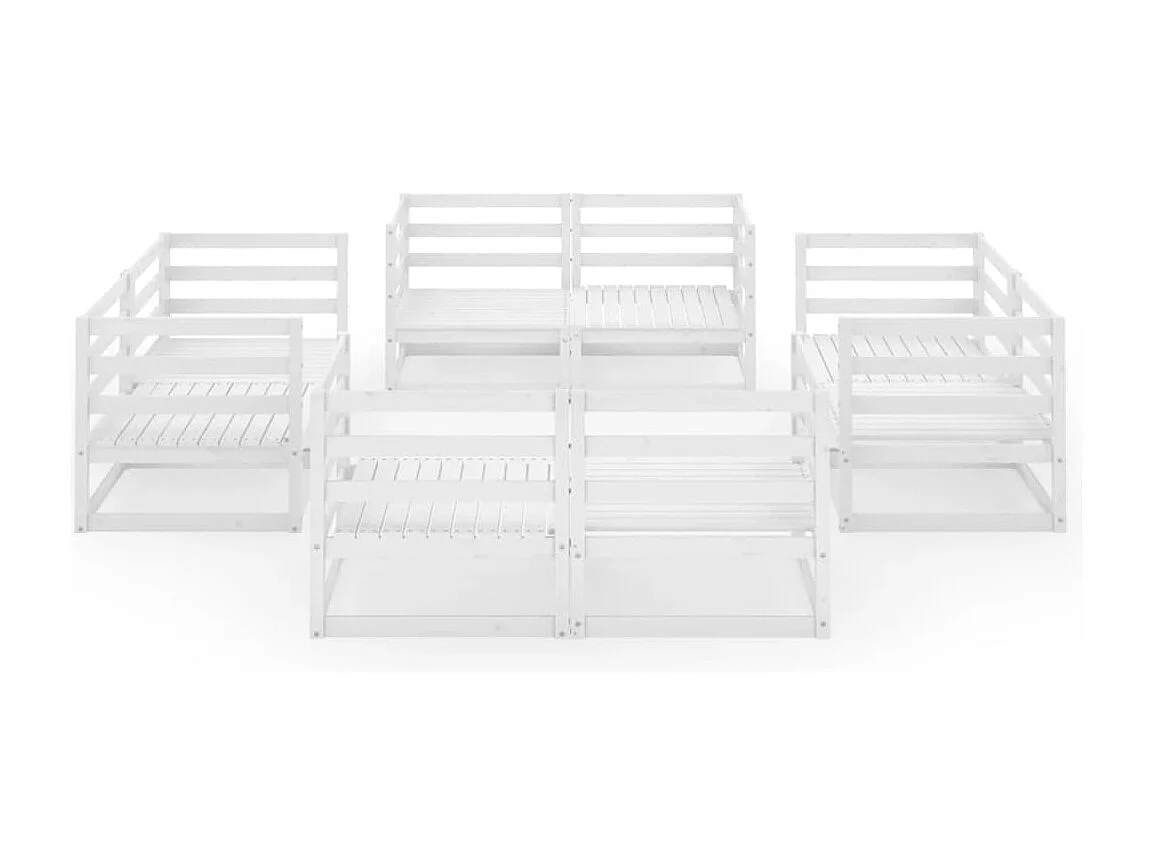 Móveis de jardim móveis de exterior conjunto de móveis 8 peças madeira de pinho maciça branca 02_0017788