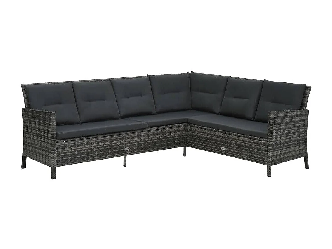 Mobili da giardino mobili da esterno Set di mobili da 4 pezzi con cuscini in resina intrecciata grigia 02_0016184