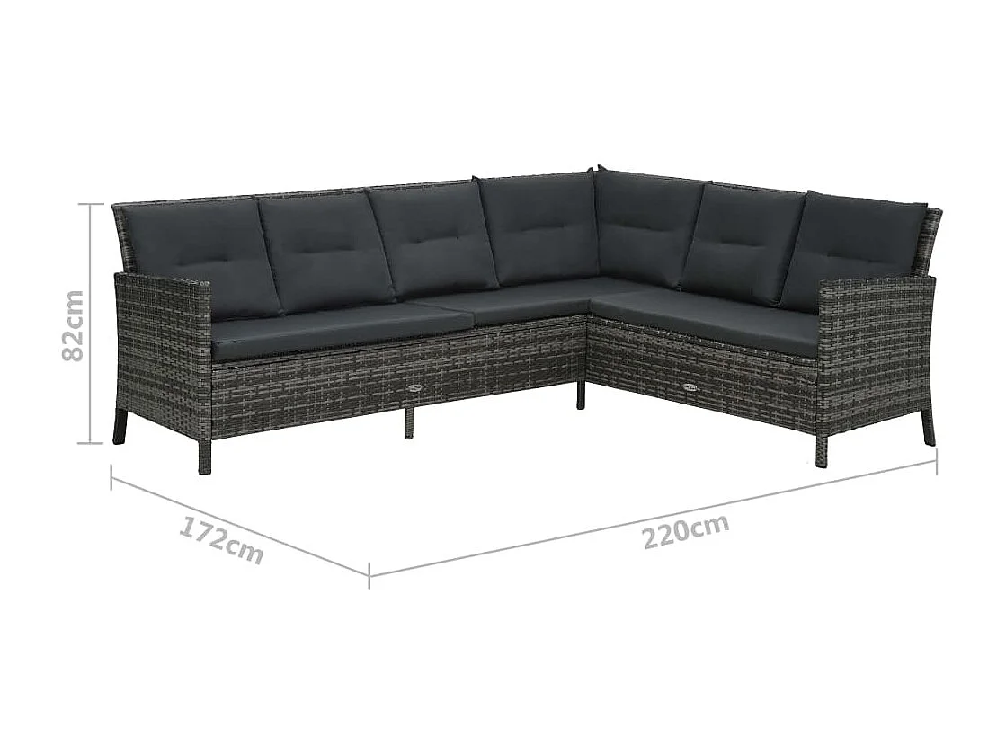 Mobili da giardino mobili da esterno Set di mobili da 4 pezzi con cuscini in resina intrecciata grigia 02_0016184