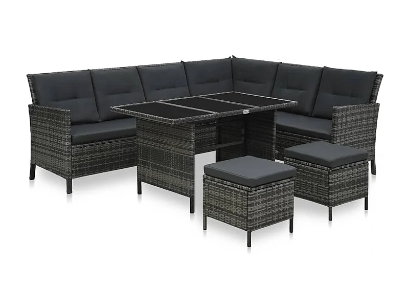 Salon de jardin meuble résine grise 200 x 172 x 82 cm 02_0016184