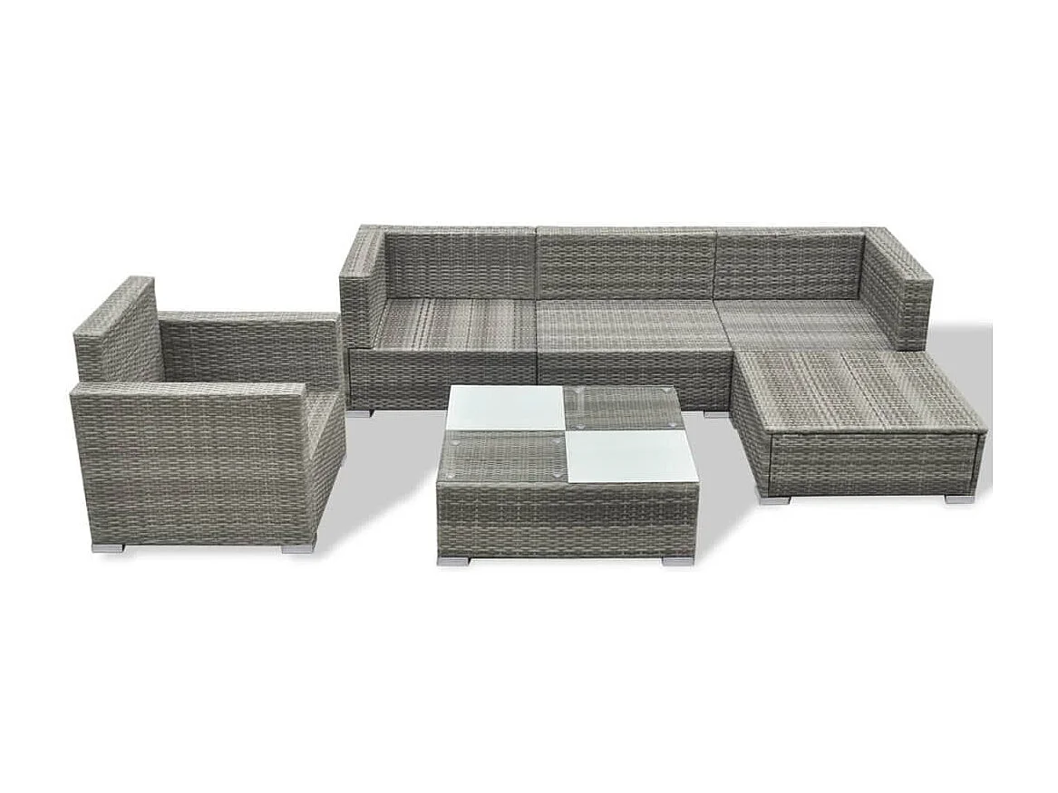 Salon de jardin meuble résine grise 70 x 70 x 52.5 cm 02_0016875