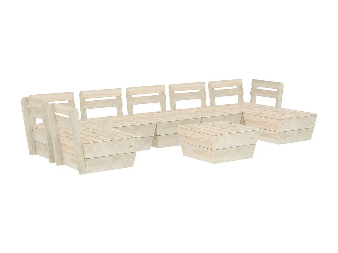 Muebles de jardín muebles de exterior juego de muebles con paleta 8 piezas de madera de abeto impregnada 02_0018516