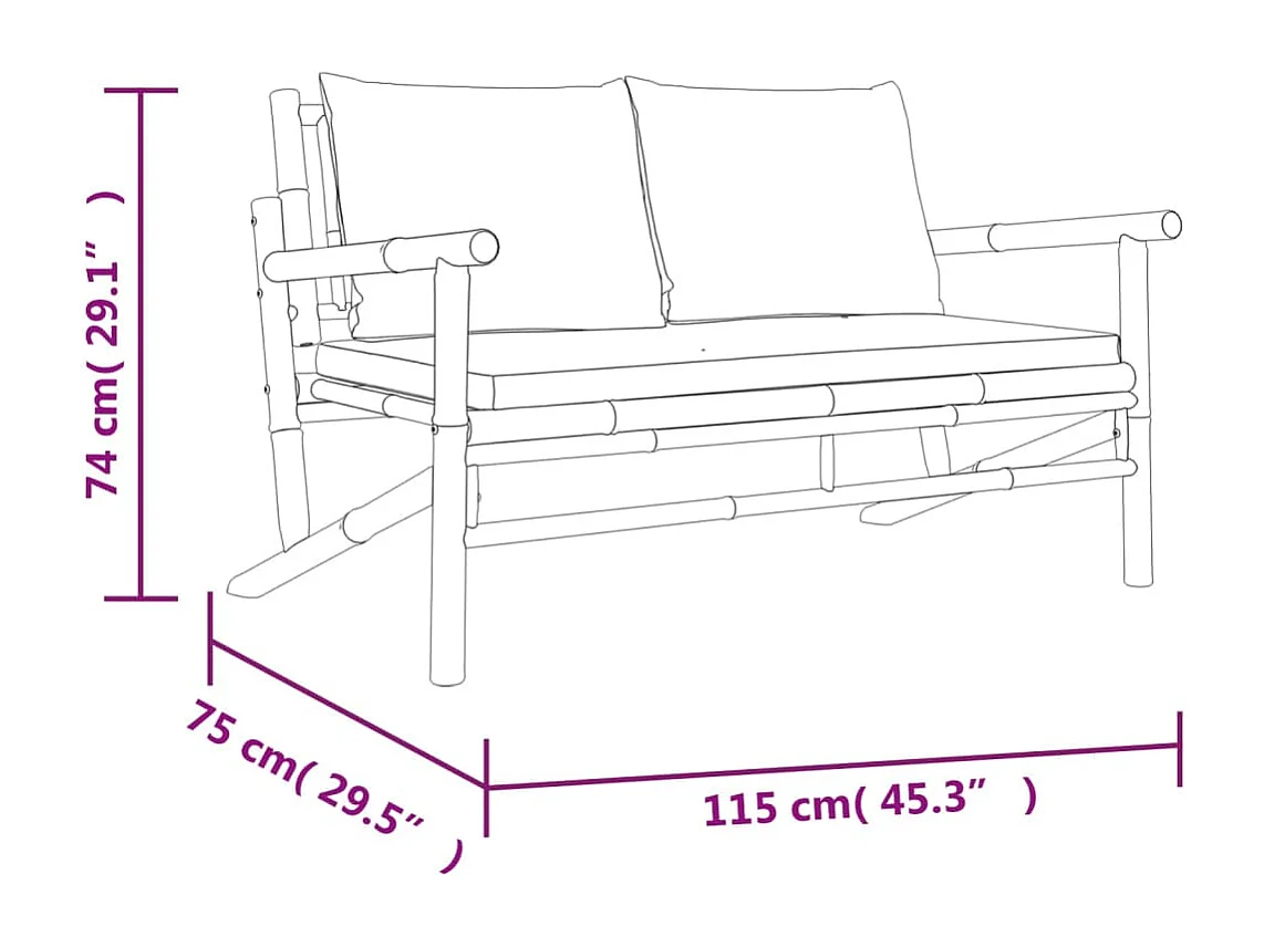 Salon de jardin meuble bambou marron 90 x 55 x 37 cm 02_0016135