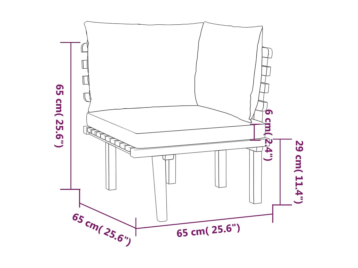 Salon de jardin meuble bois marron 65 x 60 x 65 cm 02_0016657