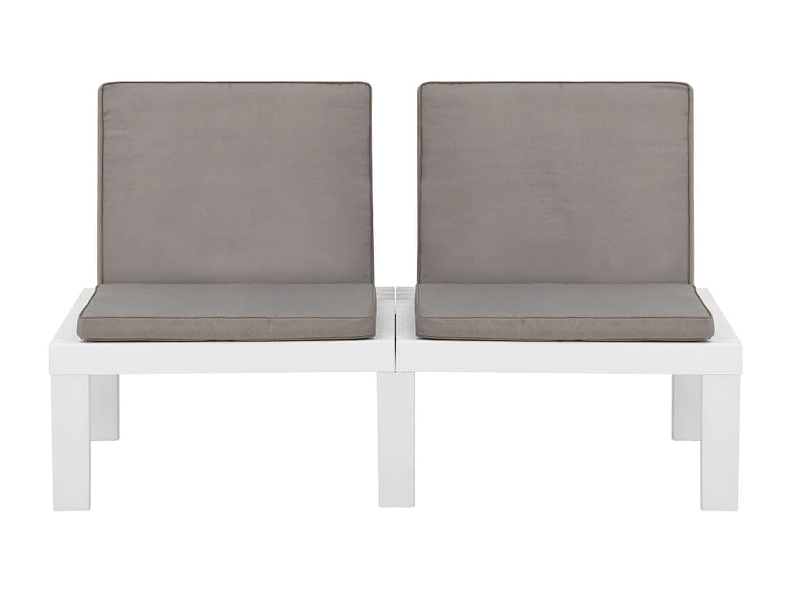 Muebles de jardín muebles de exterior Juego de muebles de 2 piezas con cojines de plástico blanco 02_0015899