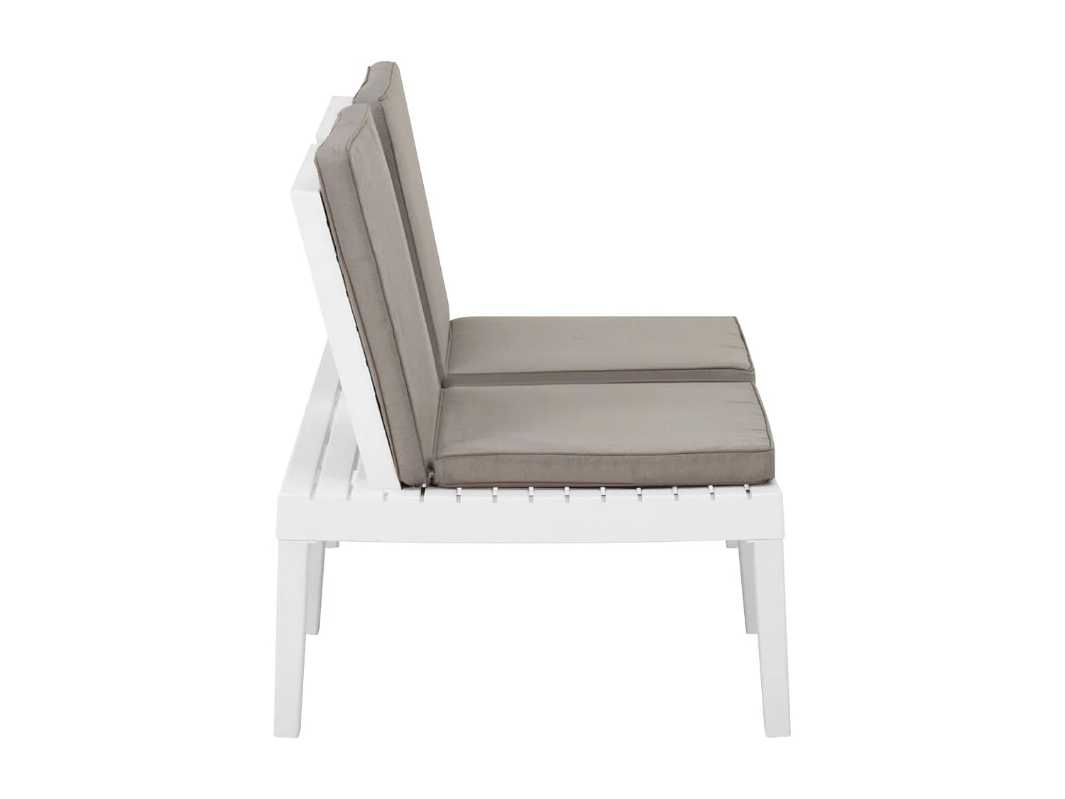 Muebles de jardín muebles de exterior Juego de muebles de 2 piezas con cojines de plástico blanco 02_0015899