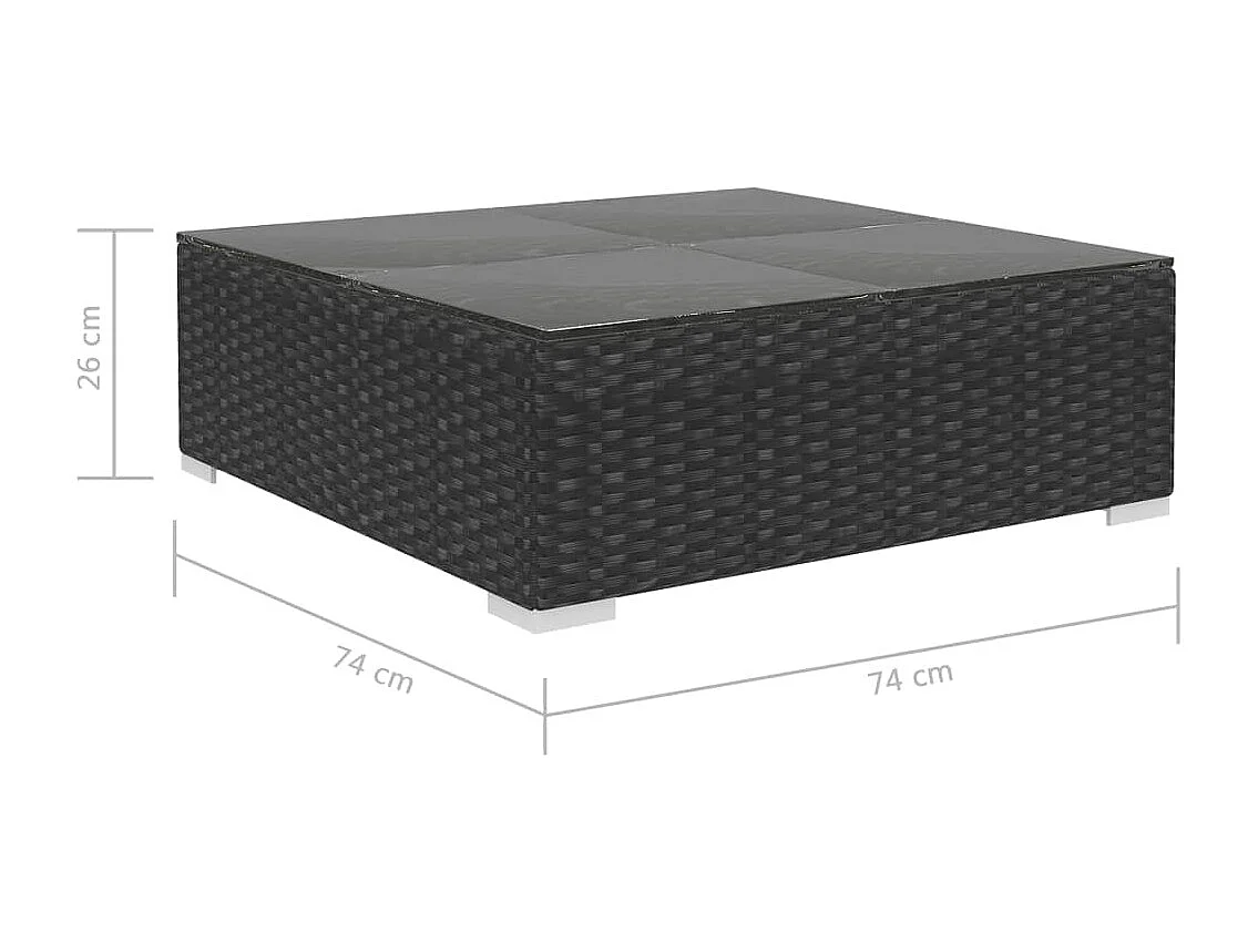 Mobili da giardino mobili da esterno Set di mobili da 12 pezzi con cuscini in resina intrecciata nera 02_0015661