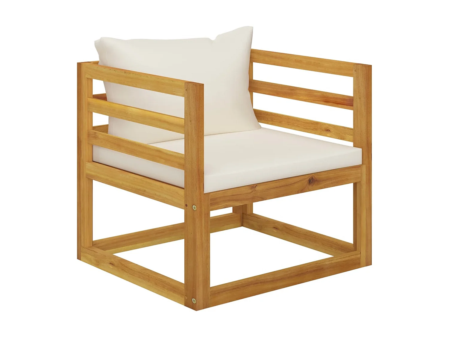 Mobili da giardino mobili da esterno Set di mobili da 5 pezzi con cuscino color crema in legno massello di acacia 02_0016295