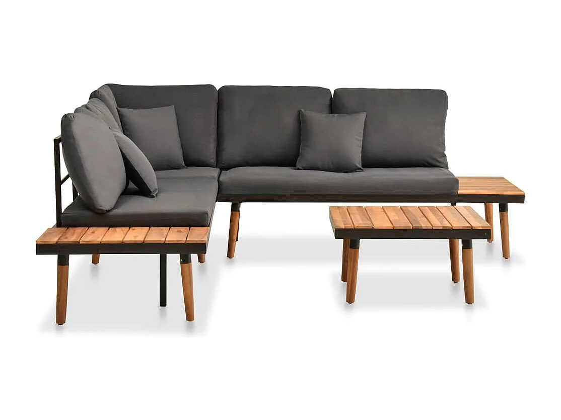 Salon de jardin meuble bois marron 200 x 200 x 65 cm 02_0016090