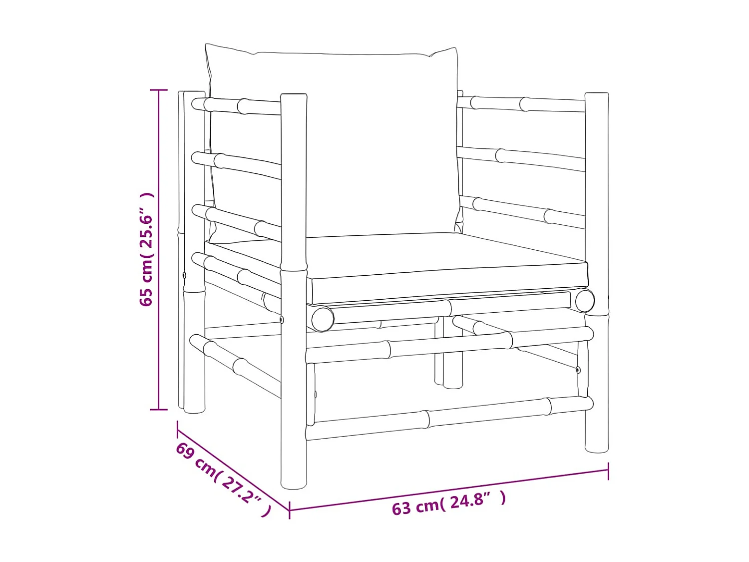 Muebles de jardín muebles de exterior juego de muebles de 7 piezas con cojines de bambú color topo 02_0017336