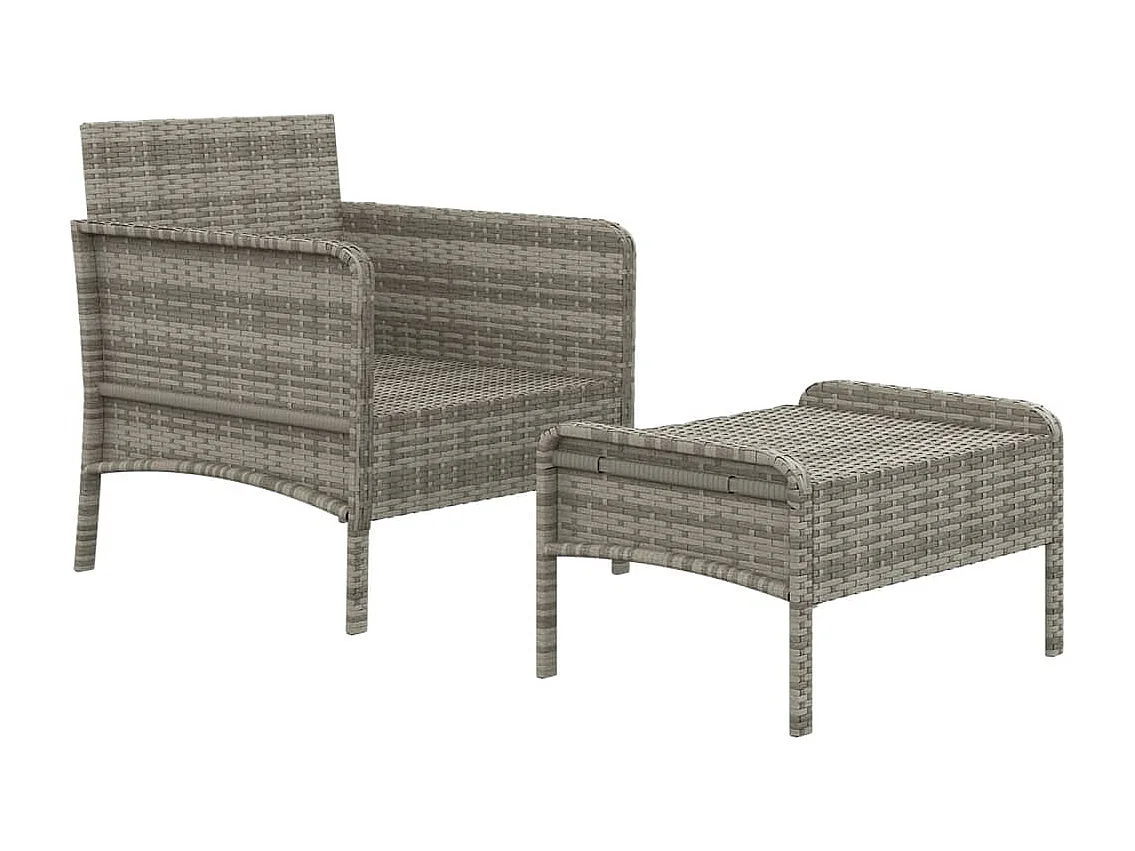 Muebles de jardín muebles de exterior juego de muebles de 2 piezas con cojines grises resina tejida 02_0015894