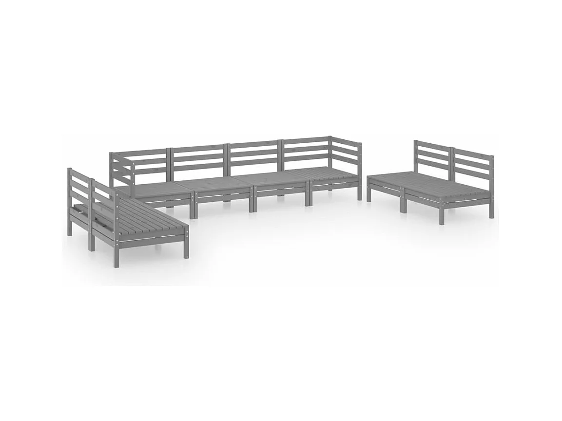 Mobili da giardino mobili da esterno set di mobili 8 pezzi in legno di pino massiccio grigio 02_0017860