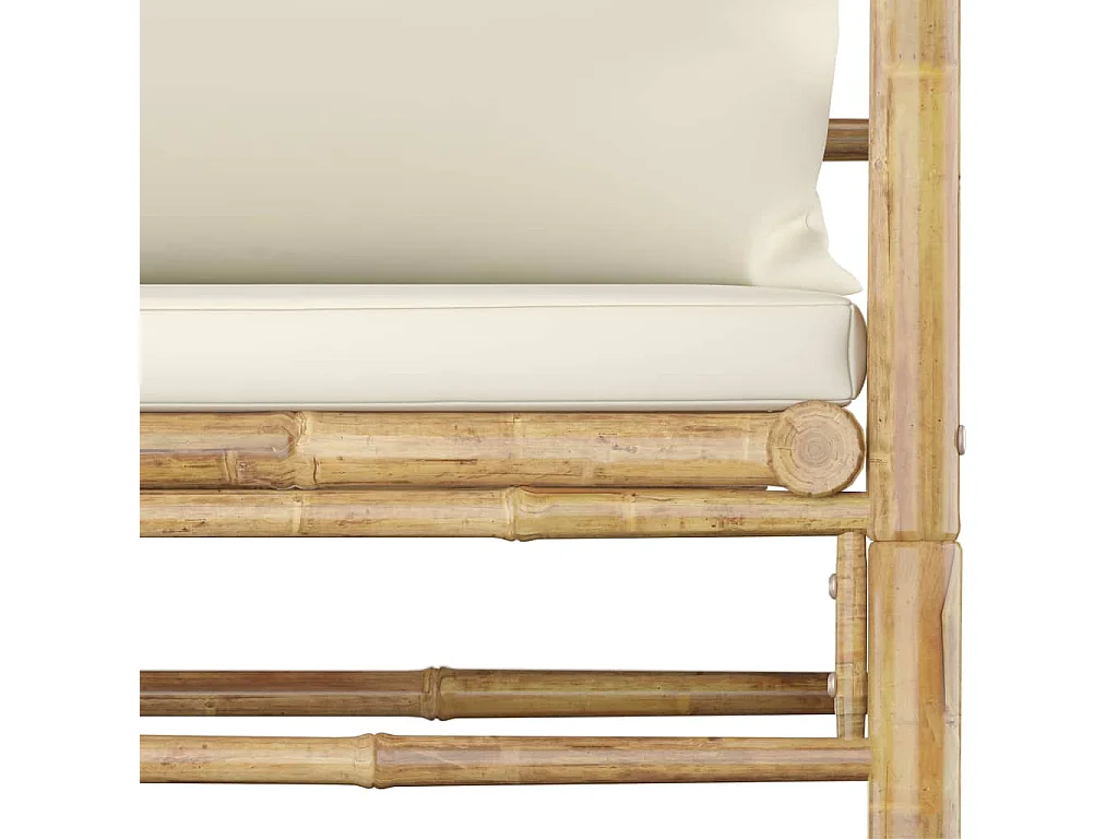 Muebles de jardín muebles de exterior juego de muebles de 7 piezas con cojines de bambú blanco crema 02_0017085