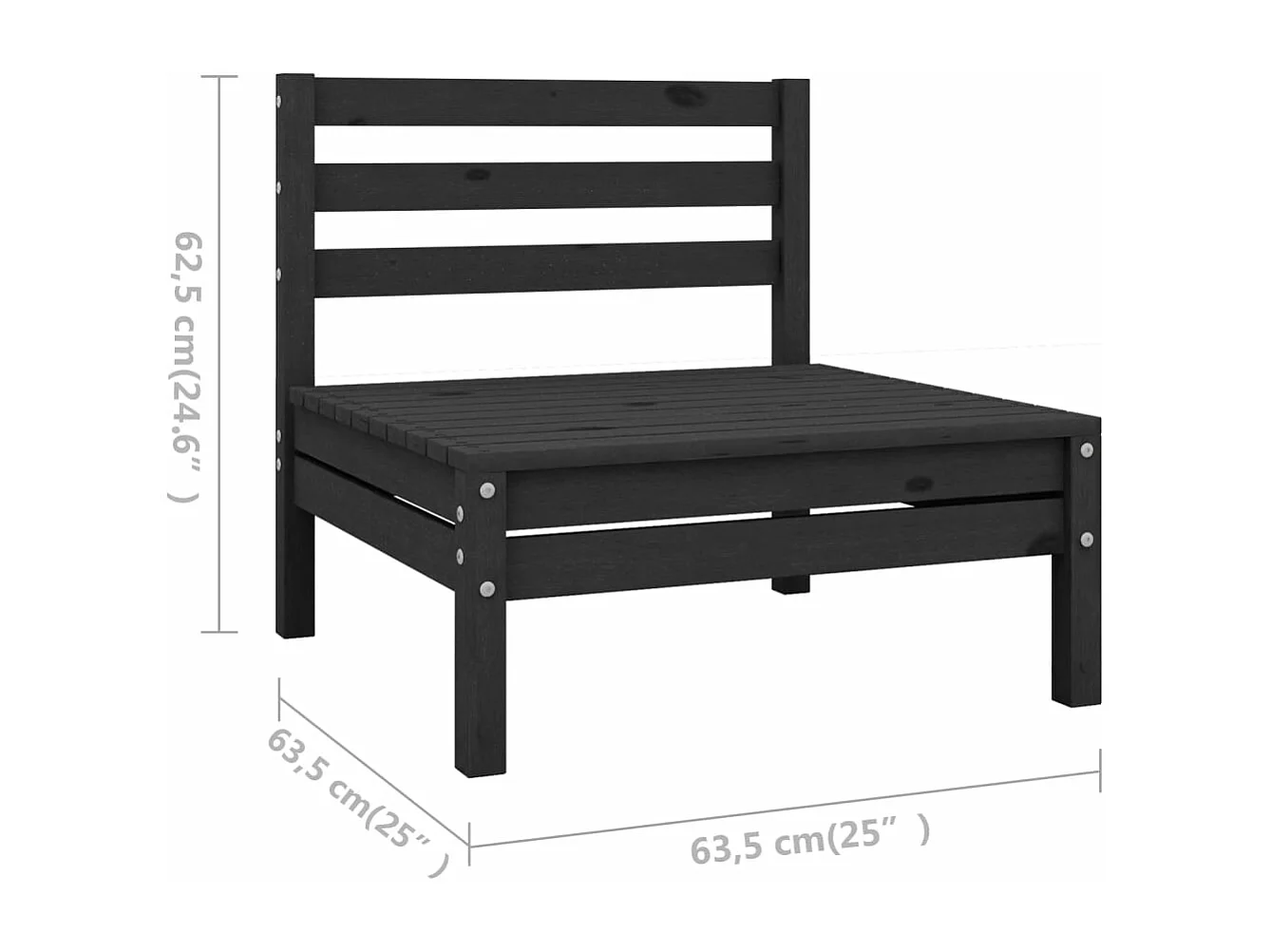 Muebles de jardín muebles de exterior juego de muebles 5 piezas madera maciza de pino negro 02_0016568