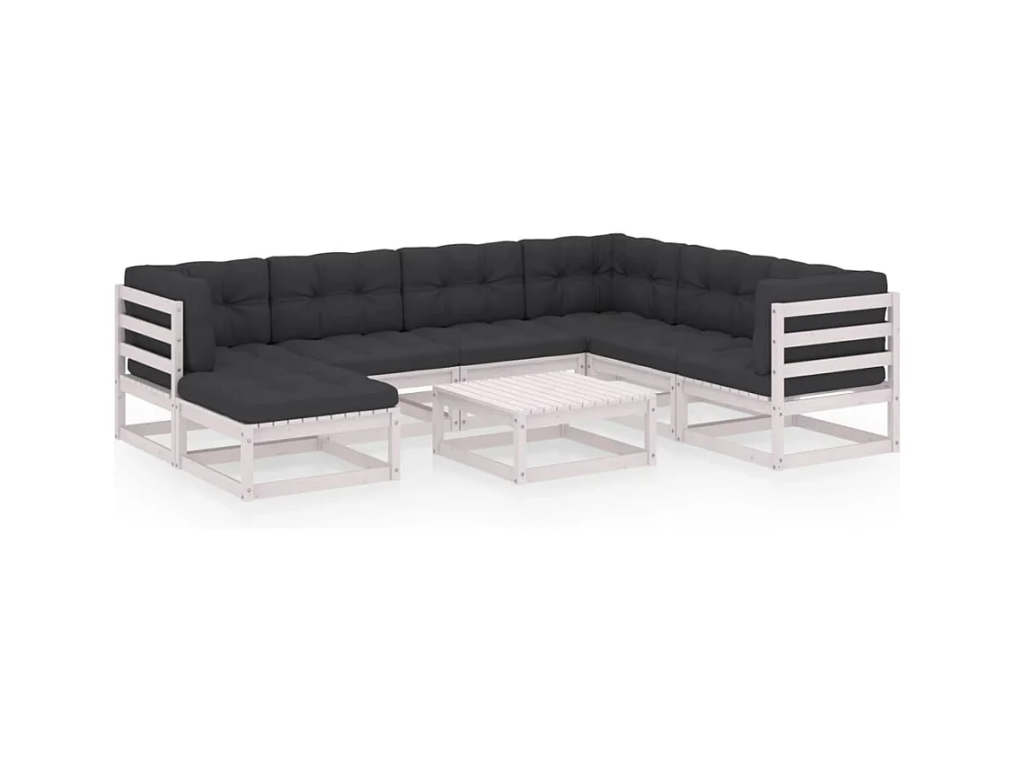 Mobili da giardino mobili da esterno Set di mobili da 8 pezzi con cuscini in legno di pino massiccio 02_0017533