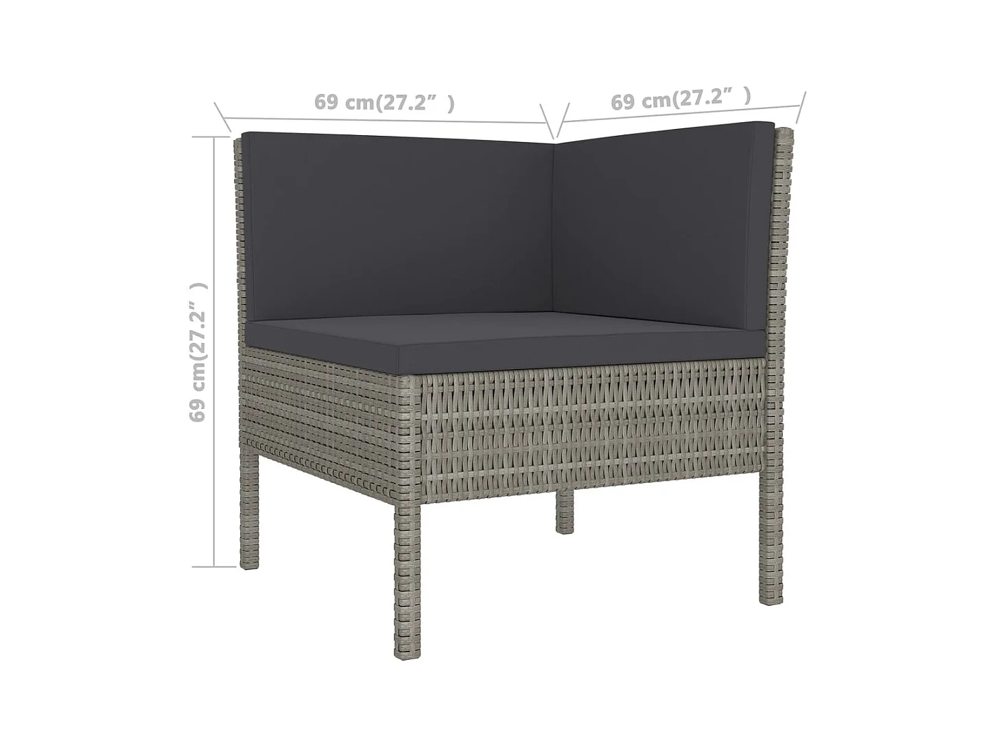 Muebles de jardín muebles de exterior Juego de muebles de 7 piezas con cojines de resina tejida gris 02_0017275