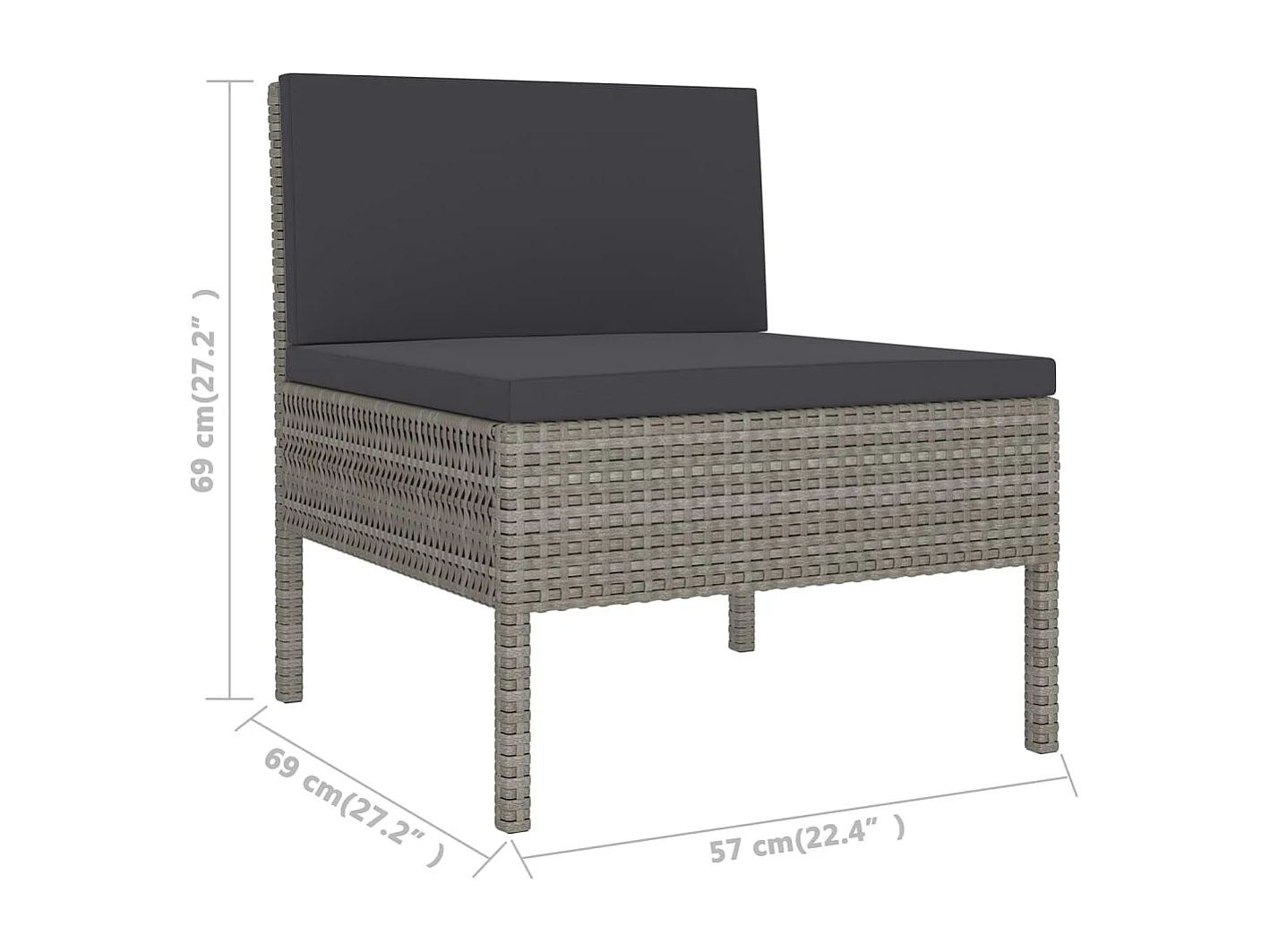 Muebles de jardín muebles de exterior Juego de muebles de 7 piezas con cojines de resina tejida gris 02_0017275