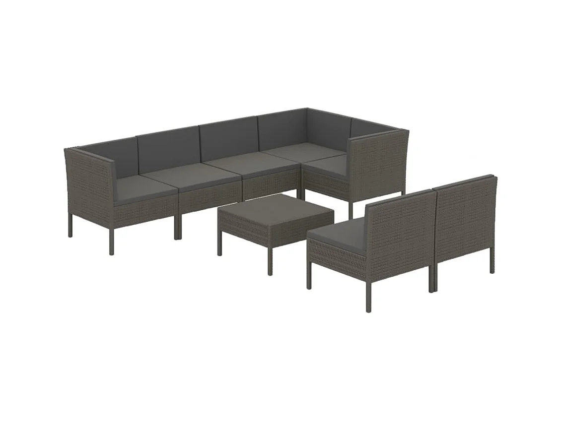 Móveis de jardim móveis de exterior Conjunto de móveis de 8 peças com almofadas de resina tecida cinza 02_0017687