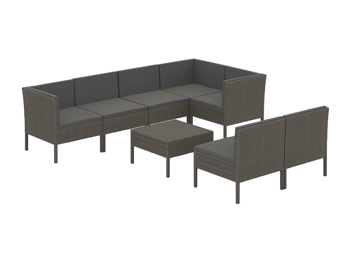 Mobili da giardino mobili da esterno Set di mobili da 8 pezzi con cuscini in resina intrecciata grigia 02_0017687