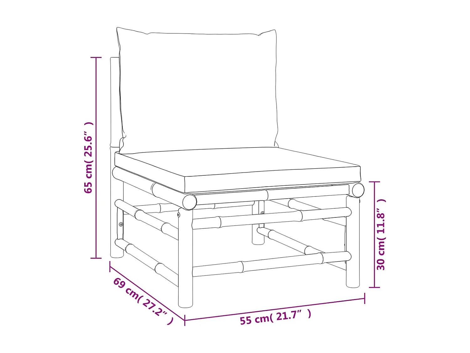 Salon de jardin meuble bambou marron 55 x 69 x 65 cm 02_0016505