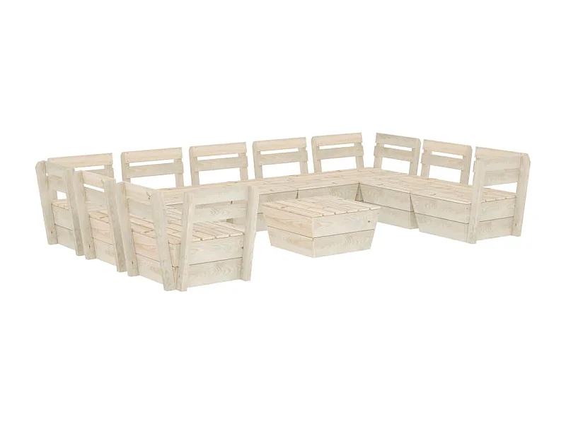Mobili da giardino mobili da esterno set di mobili su pallet 10 pezzi in legno di abete rosso impregnato 02_0018341