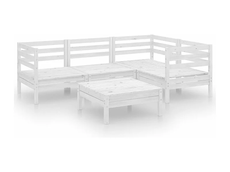 Mobili da giardino mobili da esterno set di mobili 5 pezzi in legno di pino massiccio bianco 02_0016553