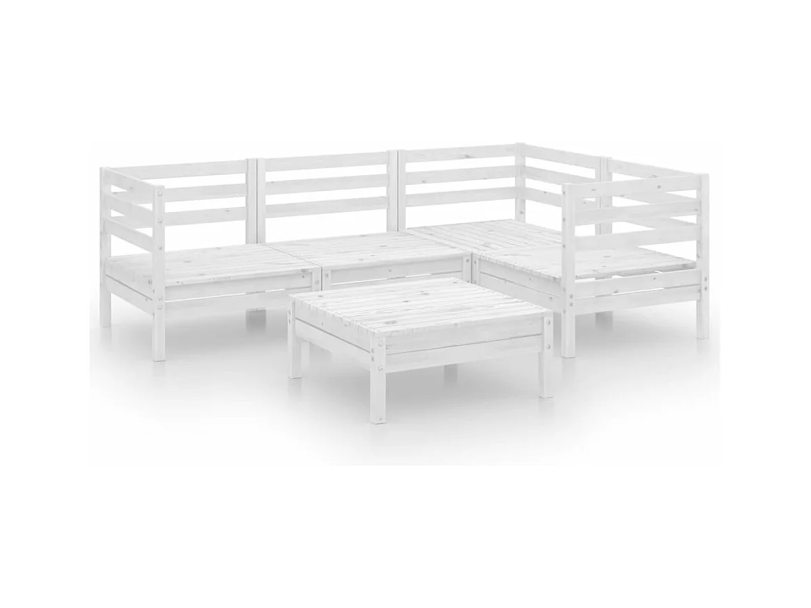 Mobili da giardino mobili da esterno set di mobili 5 pezzi in legno di pino massiccio bianco 02_0016553