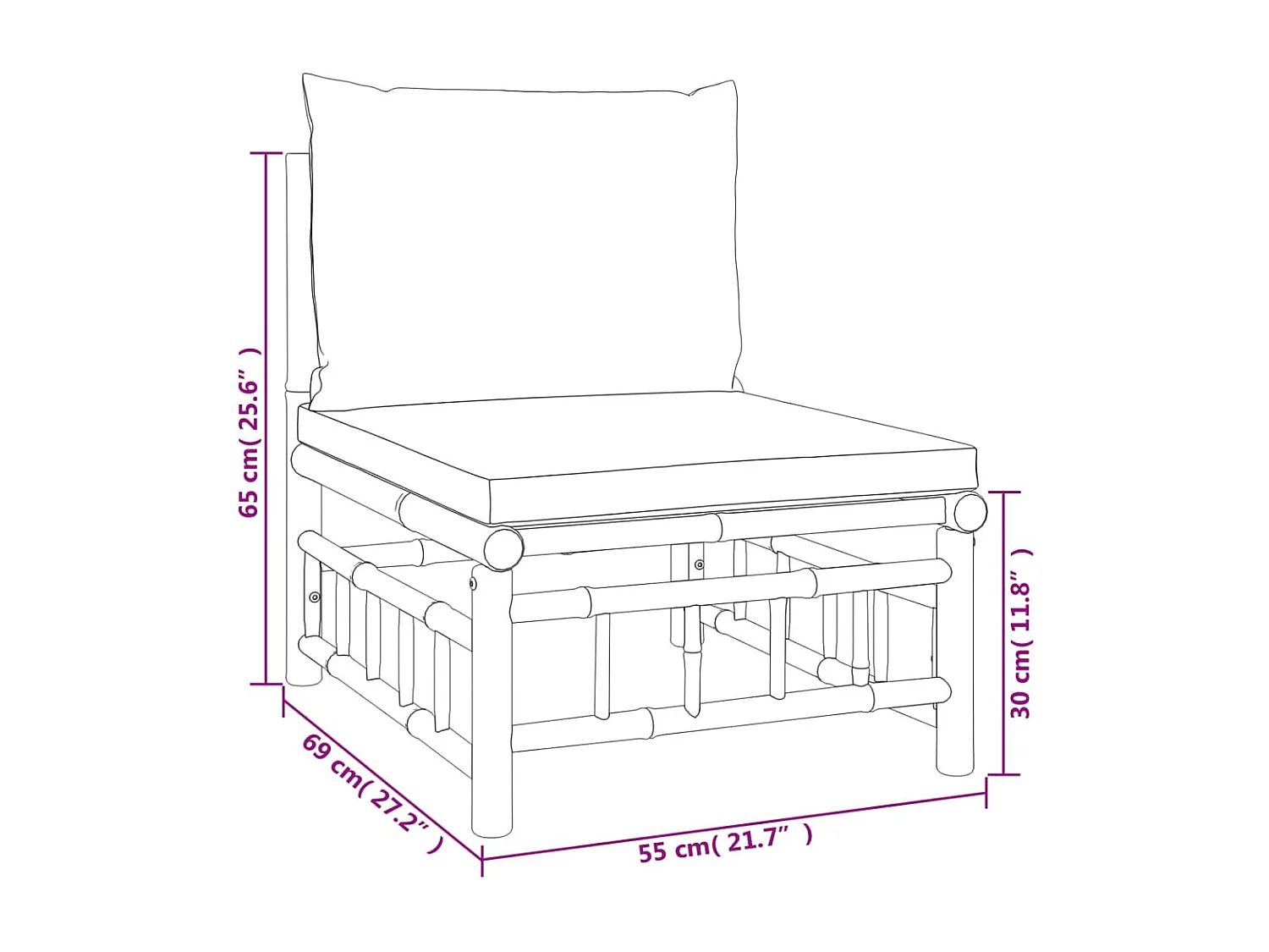 Salon de jardin meuble bambou marron 69 x 69 x 65 cm 02_0016136