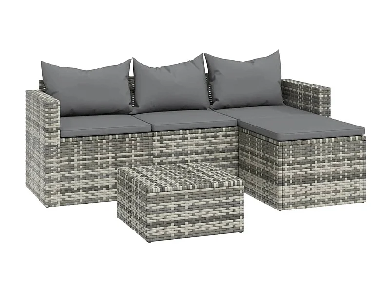 Mobili da giardino mobili da esterno Set di mobili da 3 pezzi con cuscini grigi in resina intrecciata 02_0015980