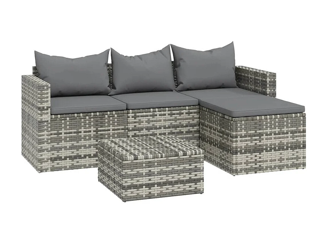 Mobili da giardino mobili da esterno Set di mobili da 3 pezzi con cuscini grigi in resina intrecciata 02_0015980