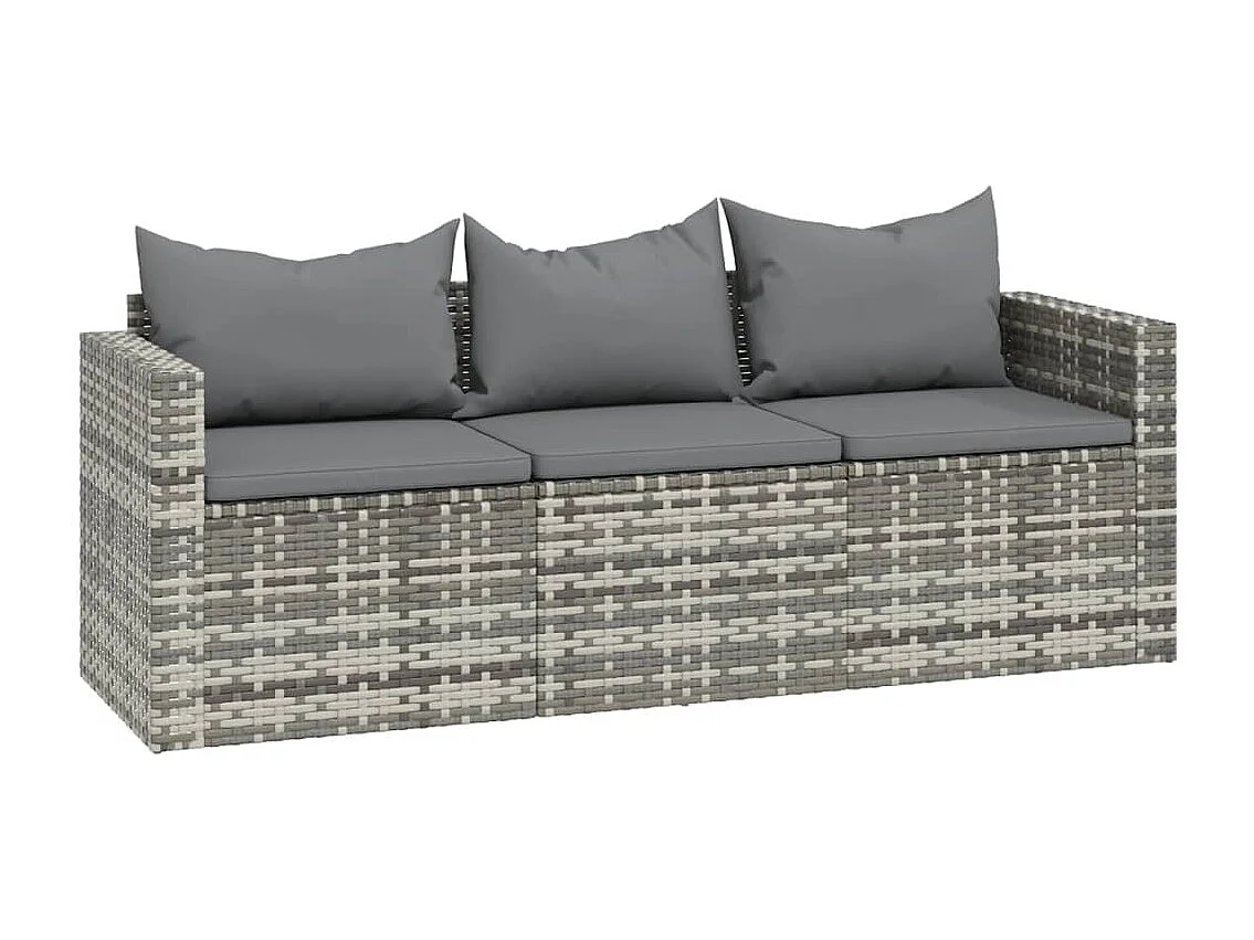 Móveis de jardim móveis de exterior conjunto de móveis de 3 peças com almofadas cinza resina tecida 02_0015980