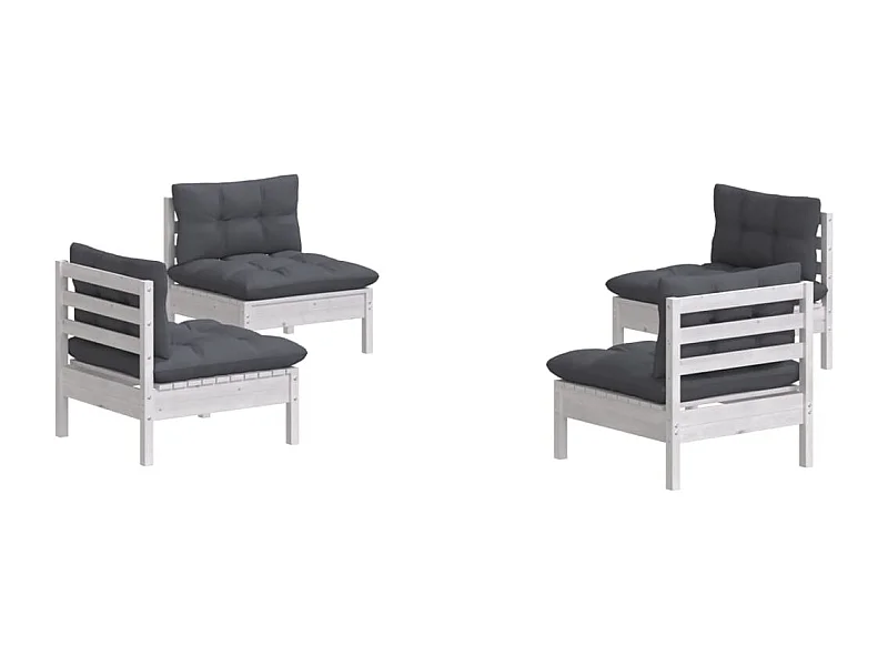 Muebles de jardín muebles de exterior juego de muebles de 4 piezas con cojines antracita madera de pino 02_0016079