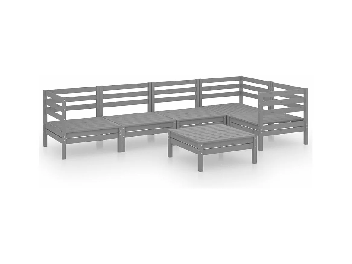 Mobili da giardino mobili da esterno set di mobili 6 pezzi in legno massello di pino grigio 02_0017013