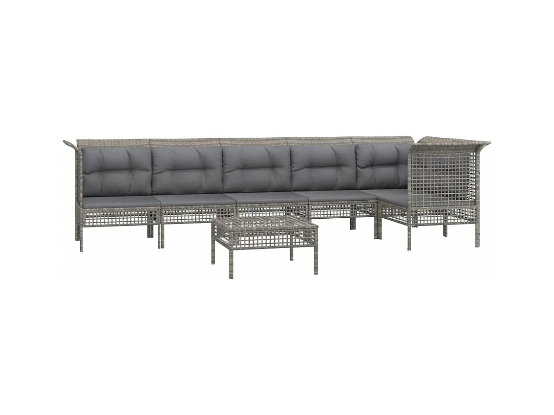 Mobili da giardino mobili da esterno Set di mobili da 7 pezzi con cuscini grigi in resina intrecciata 02_0017238