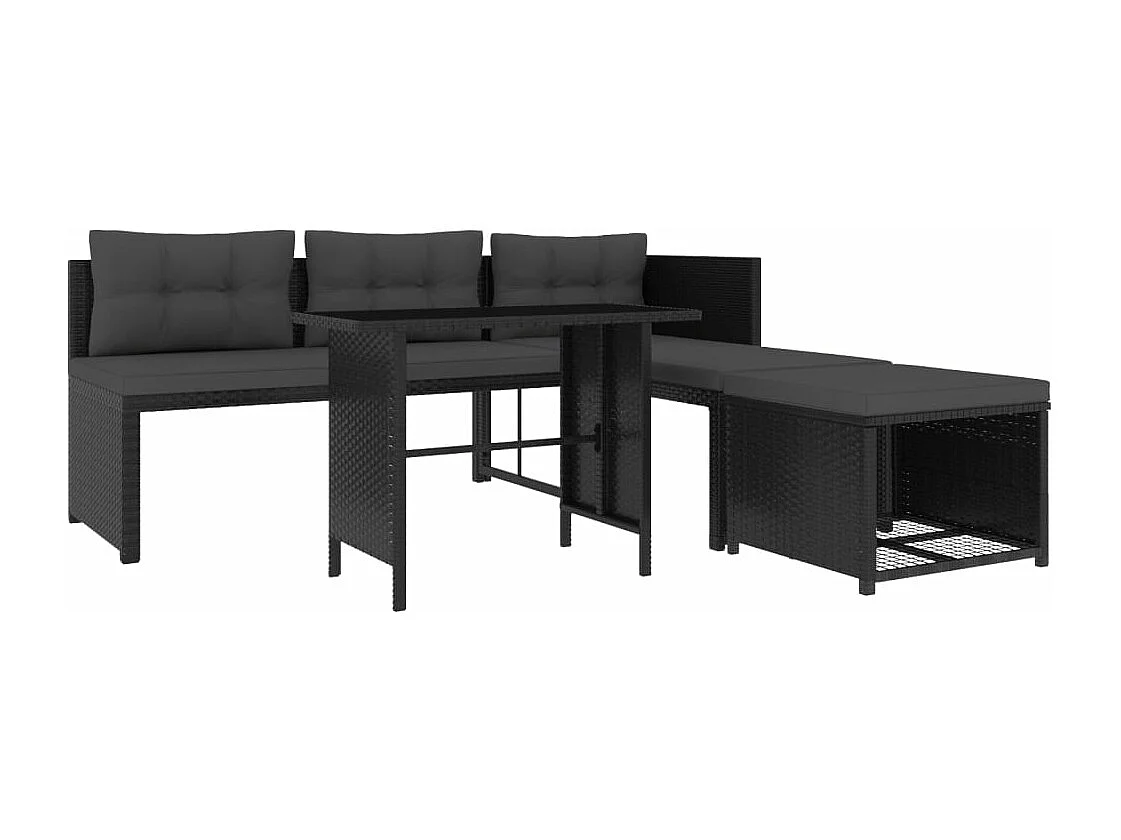 Salon de jardin meuble résine noire 187 x 125 x 66 cm 02_0016279