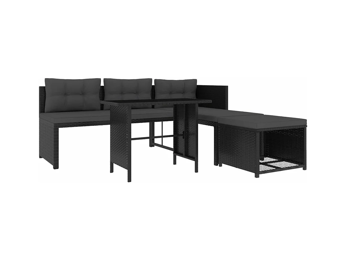 Mobili da giardino mobili da esterno set di mobili 4 pezzi in resina intrecciata nera 02_0016279