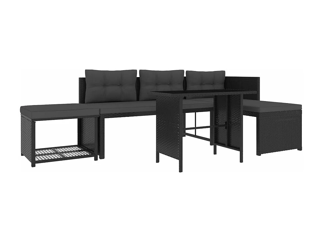 Mobili da giardino mobili da esterno set di mobili 4 pezzi in resina intrecciata nera 02_0016279