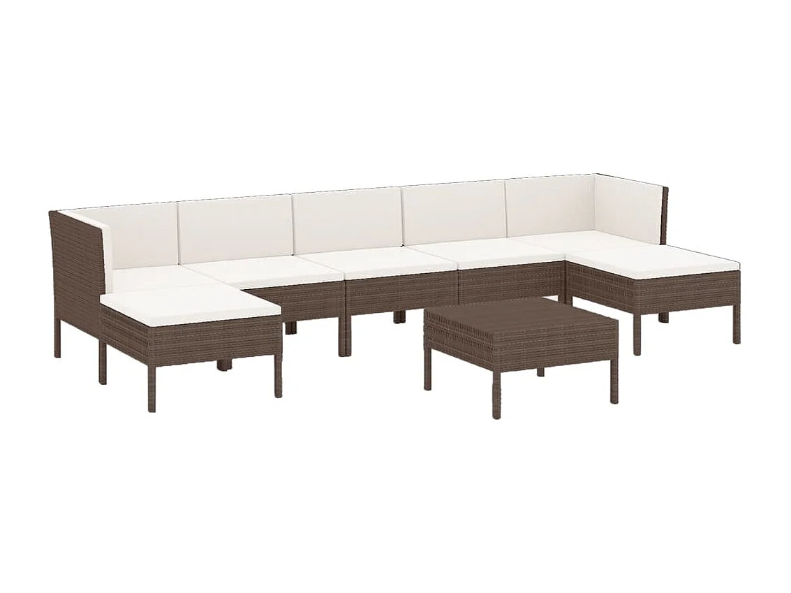 Móveis de jardim móveis de exterior Conjunto de móveis de 8 peças com almofadas de resina tecida marrom 02_0017723
