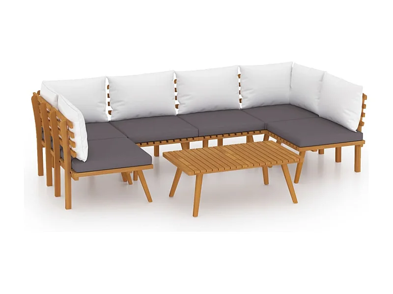 Muebles de jardín muebles de exterior juego de muebles de 7 piezas con cojines de madera maciza de acacia 02_0017090