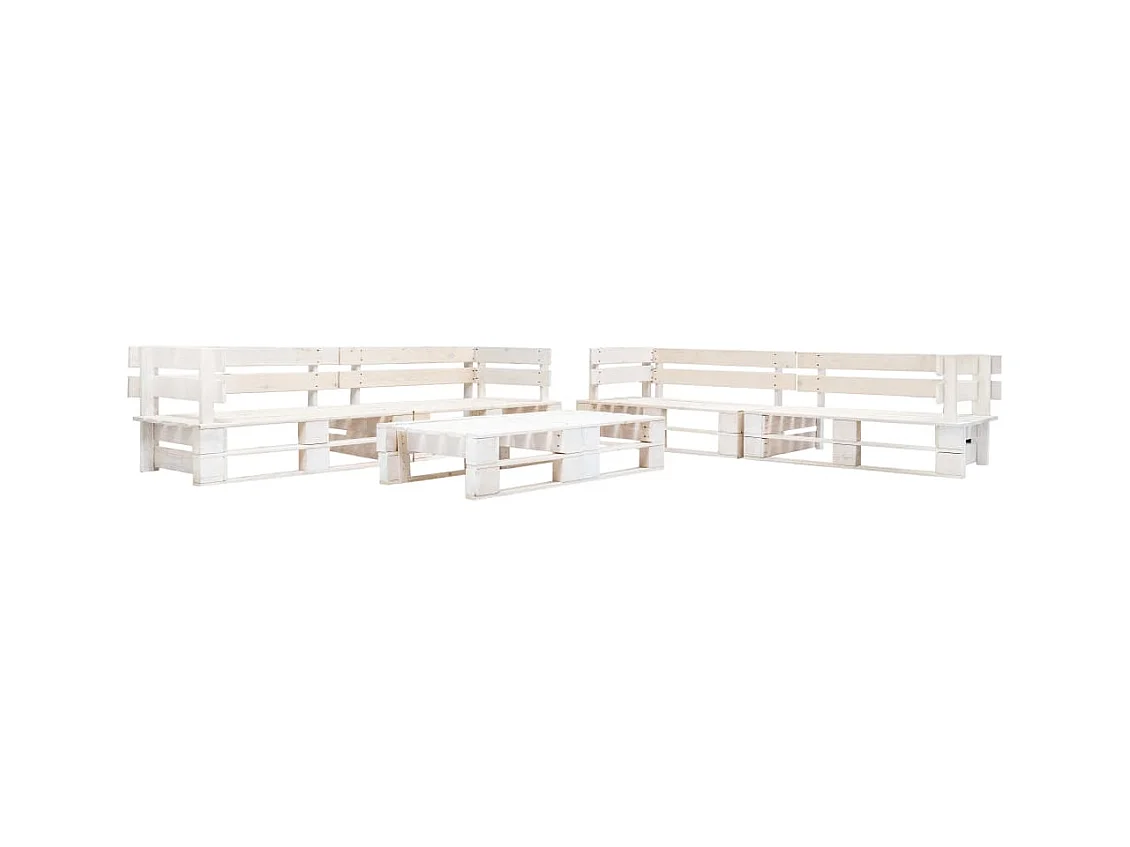 Salon de jardin meuble bois blanche 220 x 66 x 55 cm 02_0018452