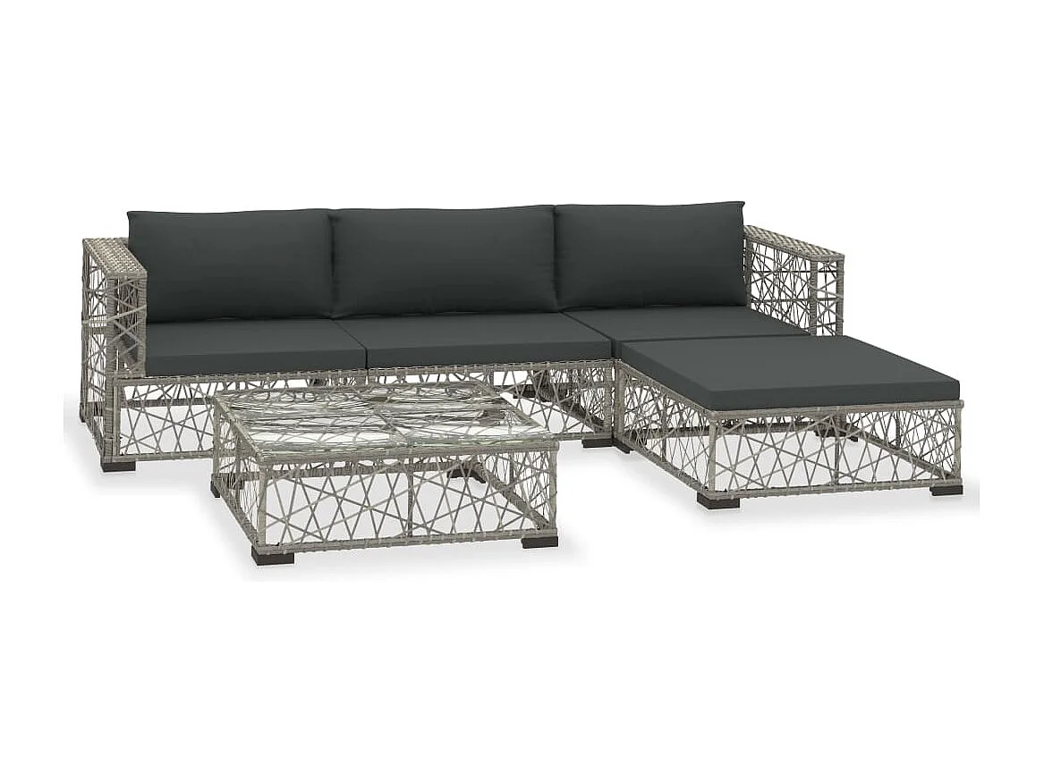 Salon de jardin meuble résine grise 70 x 70 x 52.5 cm 02_0016441