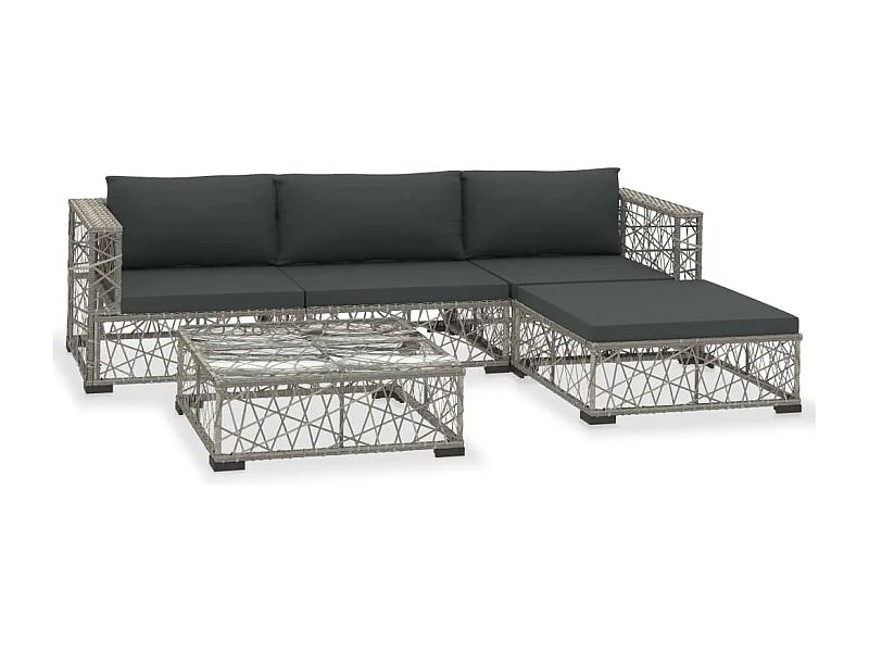 Salon de jardin meuble résine grise 70 x 70 x 52.5 cm 02_0016441