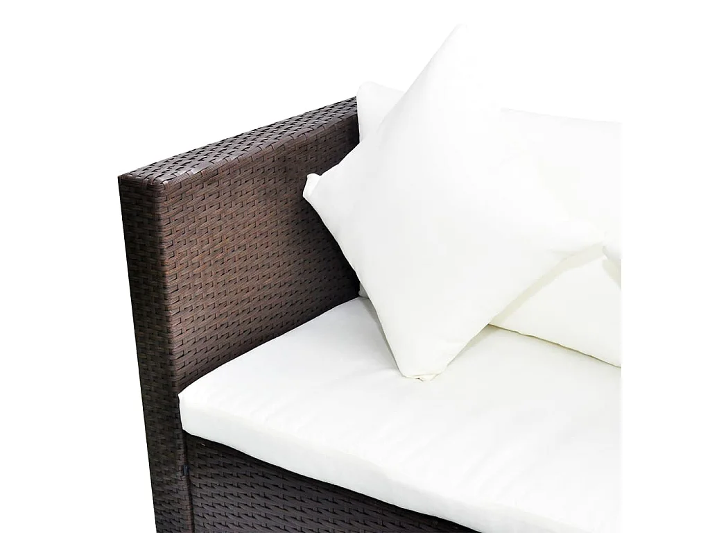 Móveis de jardim móveis de exterior Conjunto de móveis de 4 peças com almofadas de resina tecida marrom 02_0016188