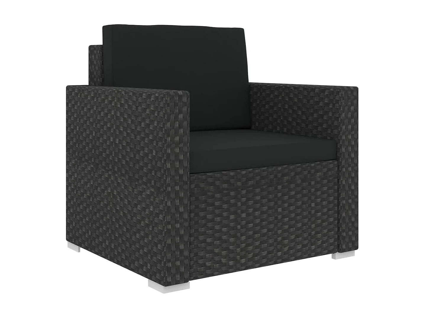 Muebles de jardín muebles de exterior juego de muebles de 6 piezas con cojines de resina tejida en negro 02_0016940