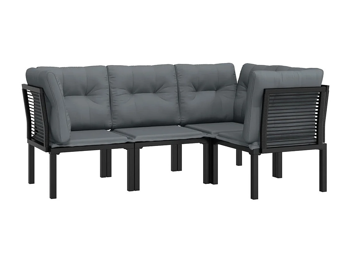 Muebles de jardín muebles de exterior conjunto de muebles 4 piezas resina tejida negra y gris 02_0016271