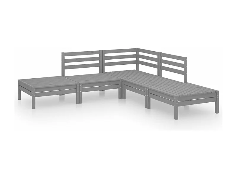 Muebles de jardín muebles de exterior juego de muebles 5 piezas madera maciza de pino gris 02_0016558